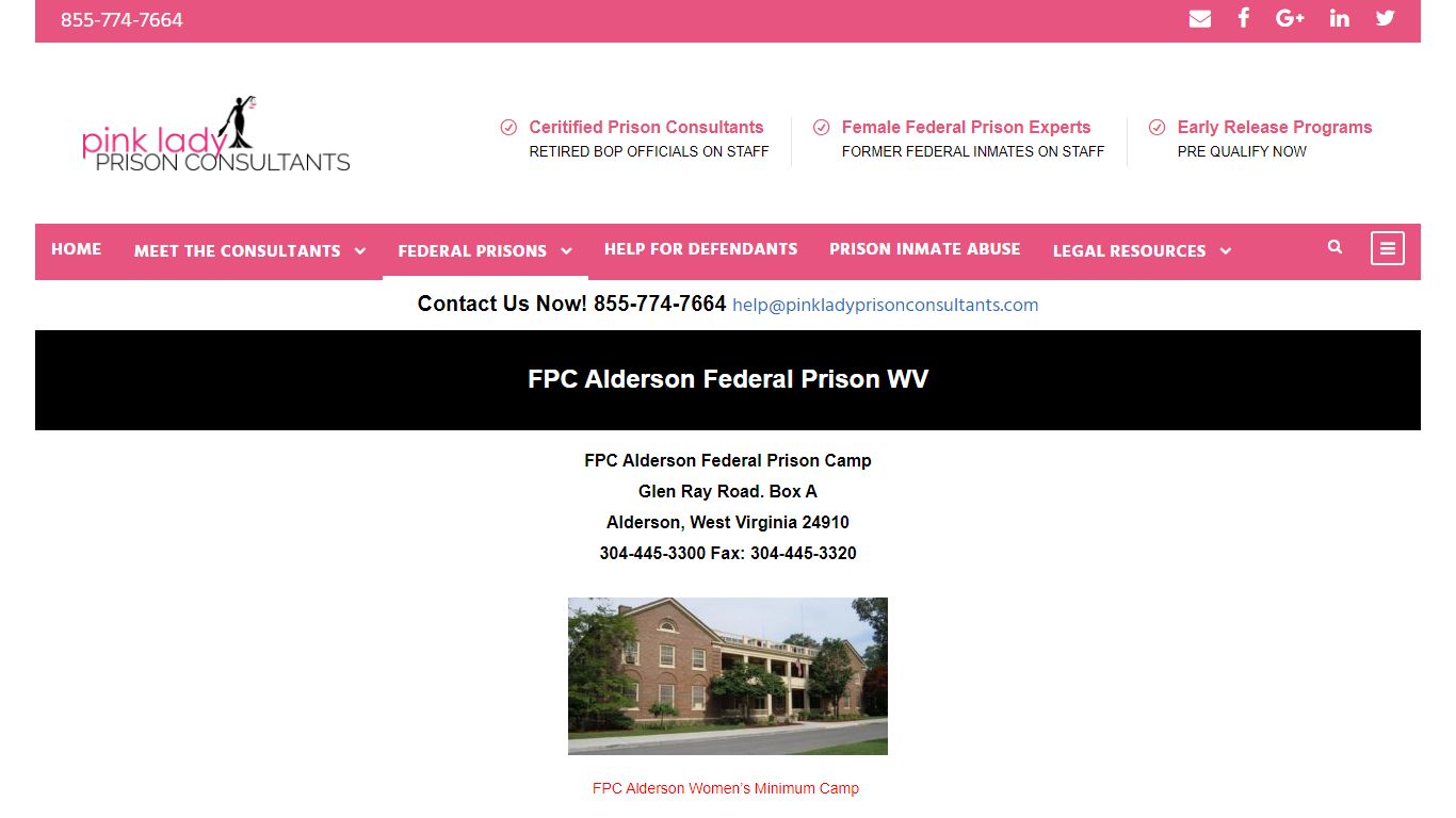 FPC Alderson Federal Prison Camp - Pink Lady Prison ...